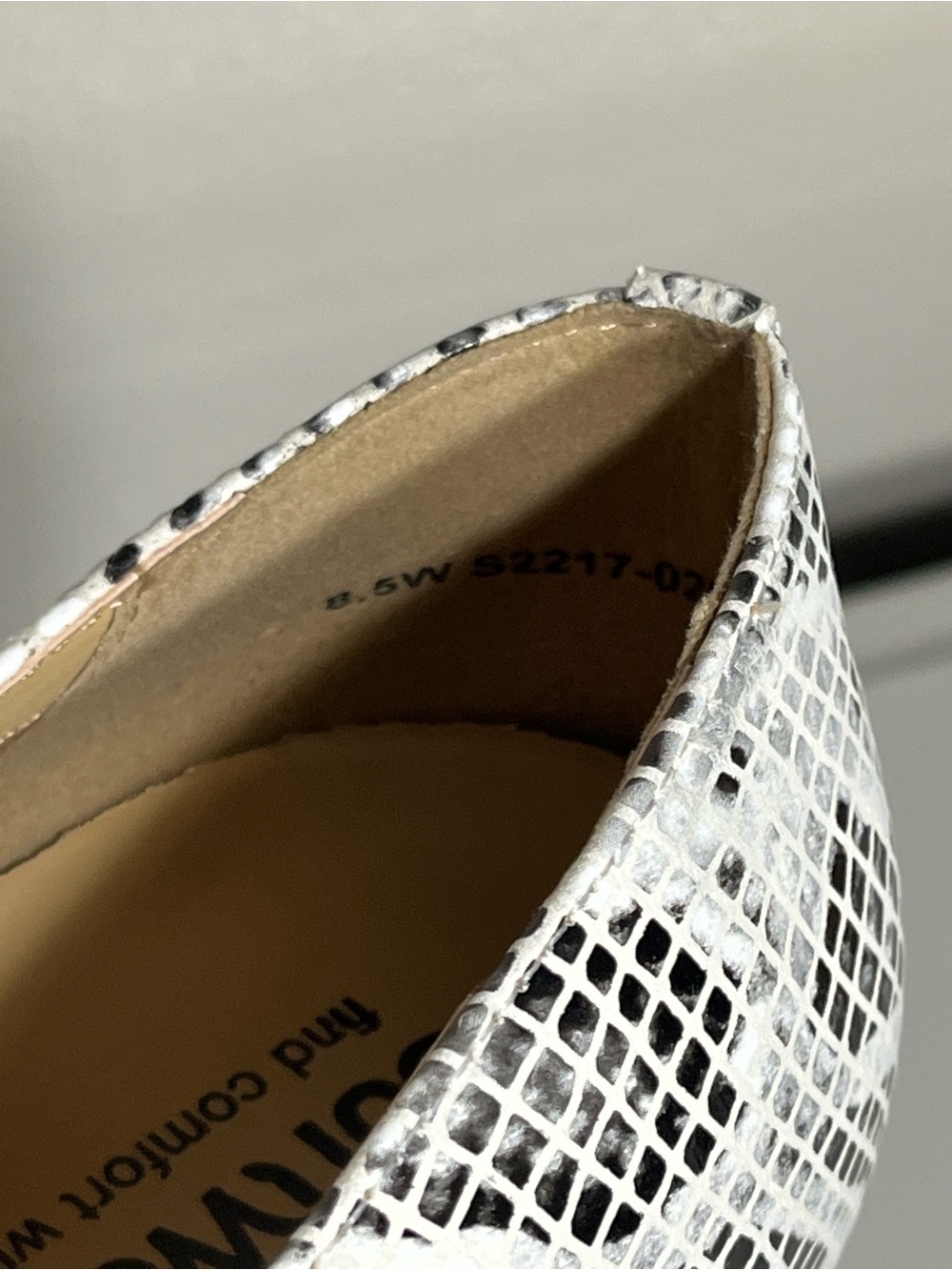 SoftWalk White Snake-Print Slip-On Flats - 8.5W - Picture 7 of 10